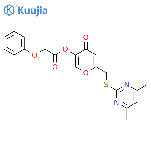 6-{(4,6-dimethylpyrimidin-2-yl)sulfanylmethyl}-4-oxo-4H-pyran-3-yl 2-phenoxyacetate structure