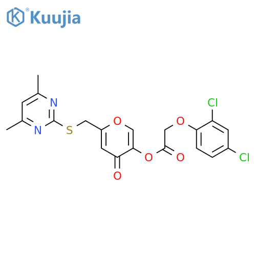 6-{(4,6-dimethylpyrimidin-2-yl)sulfanylmethyl}-4-oxo-4H-pyran-3-yl 2-(2,4-dichlorophenoxy)acetate structure