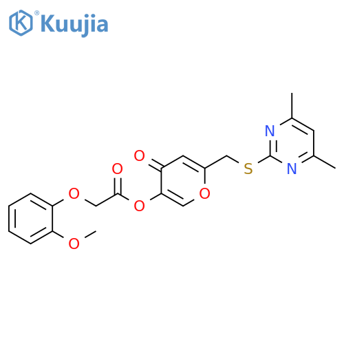 6-{(4,6-dimethylpyrimidin-2-yl)sulfanylmethyl}-4-oxo-4H-pyran-3-yl 2-(2-methoxyphenoxy)acetate structure