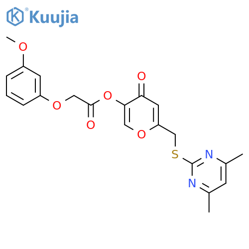6-{(4,6-dimethylpyrimidin-2-yl)sulfanylmethyl}-4-oxo-4H-pyran-3-yl 2-(3-methoxyphenoxy)acetate structure