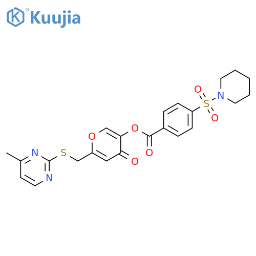 6-{(4-methylpyrimidin-2-yl)sulfanylmethyl}-4-oxo-4H-pyran-3-yl 4-(piperidine-1-sulfonyl)benzoate structure
