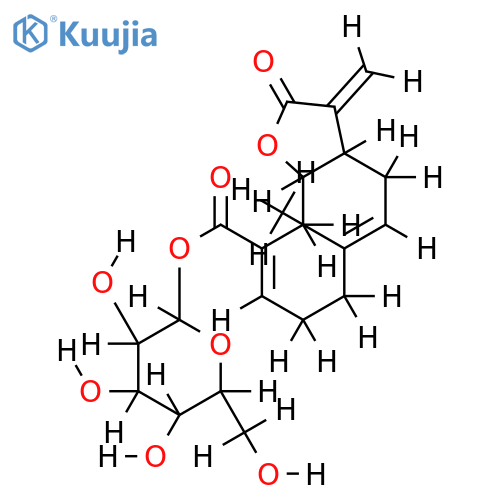 beta-D-glucopyranosyl (1(10)Z,4E)-(7R,8S)-germacra-1(10),4,11(13)-trien-12,8-olide-14-oate structure