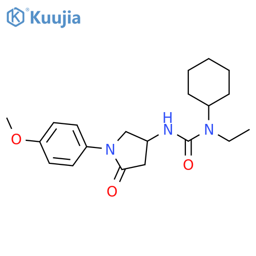 1-cyclohexyl-1-ethyl-3-1-(4-methoxyphenyl)-5-oxopyrrolidin-3-ylurea structure