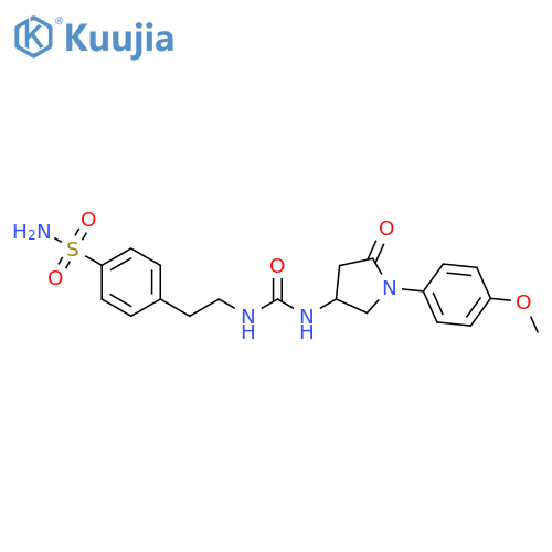 3-1-(4-methoxyphenyl)-5-oxopyrrolidin-3-yl-1-2-(4-sulfamoylphenyl)ethylurea structure