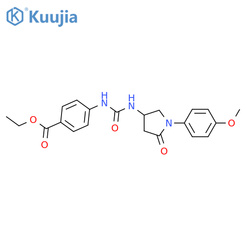 ethyl 4-({1-(4-methoxyphenyl)-5-oxopyrrolidin-3-ylcarbamoyl}amino)benzoate structure