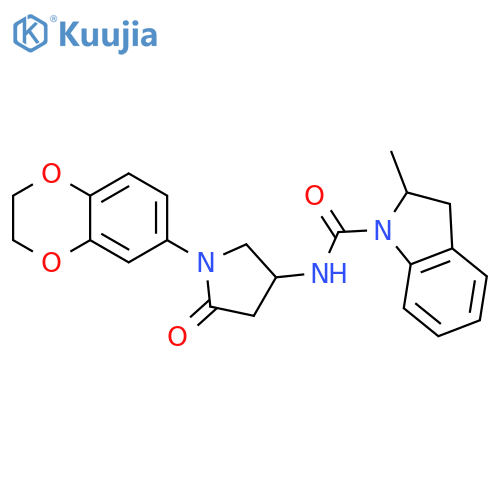 N-1-(2,3-dihydro-1,4-benzodioxin-6-yl)-5-oxopyrrolidin-3-yl-2-methyl-2,3-dihydro-1H-indole-1-carboxamide structure