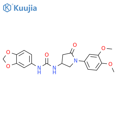 1-(2H-1,3-benzodioxol-5-yl)-3-1-(3,4-dimethoxyphenyl)-5-oxopyrrolidin-3-ylurea structure