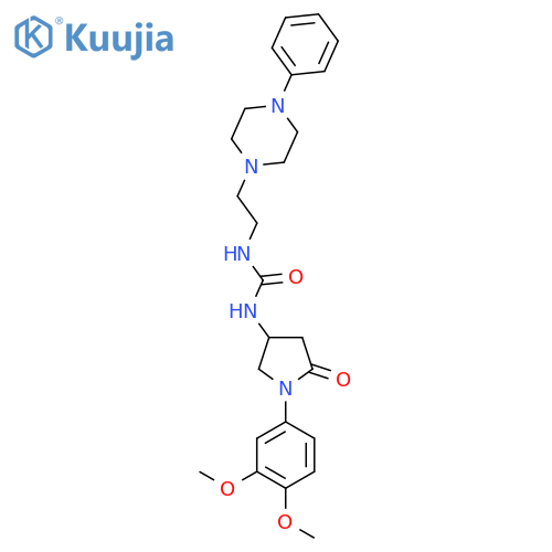 3-1-(3,4-dimethoxyphenyl)-5-oxopyrrolidin-3-yl-1-2-(4-phenylpiperazin-1-yl)ethylurea structure