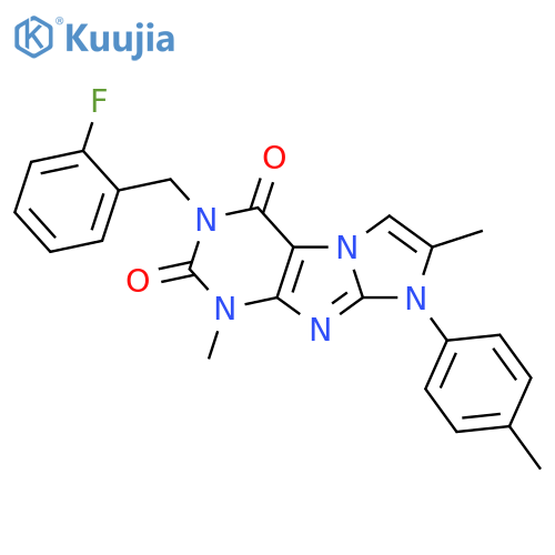 3-(2-fluorophenyl)methyl-1,7-dimethyl-8-(4-methylphenyl)-1H,2H,3H,4H,8H-imidazo1,2-gpurine-2,4-dione structure