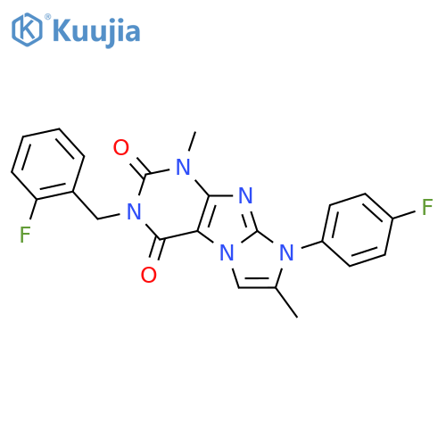 8-(4-fluorophenyl)-3-(2-fluorophenyl)methyl-1,7-dimethyl-1H,2H,3H,4H,8H-imidazo1,2-gpurine-2,4-dione structure