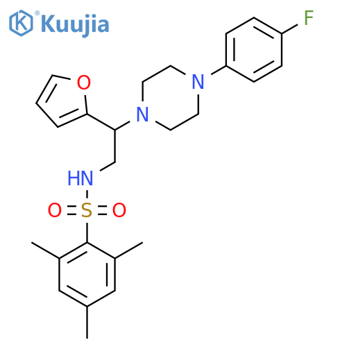 N-{2-4-(4-fluorophenyl)piperazin-1-yl-2-(furan-2-yl)ethyl}-2,4,6-trimethylbenzene-1-sulfonamide structure