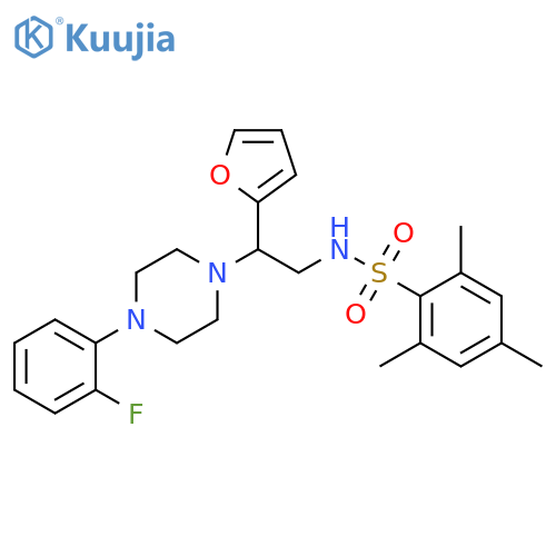 N-{2-4-(2-fluorophenyl)piperazin-1-yl-2-(furan-2-yl)ethyl}-2,4,6-trimethylbenzene-1-sulfonamide structure
