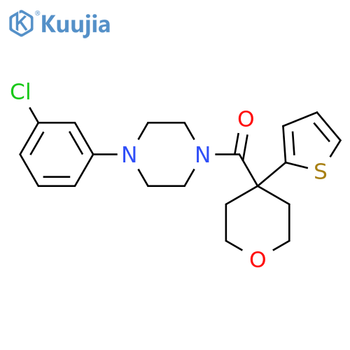 1-(3-chlorophenyl)-4-4-(thiophen-2-yl)oxane-4-carbonylpiperazine structure