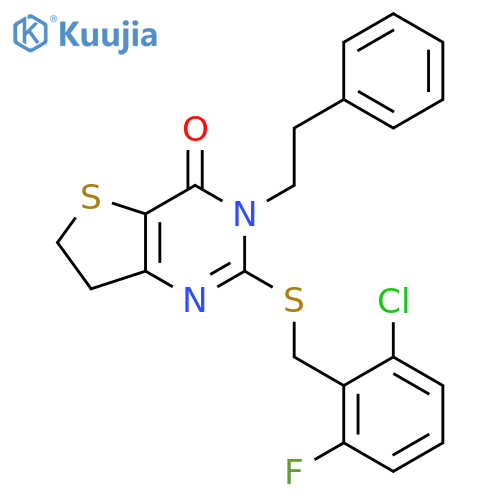 2-{(2-chloro-6-fluorophenyl)methylsulfanyl}-3-(2-phenylethyl)-3H,4H,6H,7H-thieno3,2-dpyrimidin-4-one structure