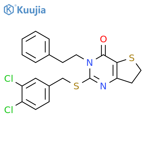 2-{(3,4-dichlorophenyl)methylsulfanyl}-3-(2-phenylethyl)-3H,4H,6H,7H-thieno3,2-dpyrimidin-4-one structure