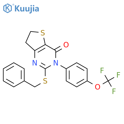 2-(benzylsulfanyl)-3-4-(trifluoromethoxy)phenyl-3H,4H,6H,7H-thieno3,2-dpyrimidin-4-one structure