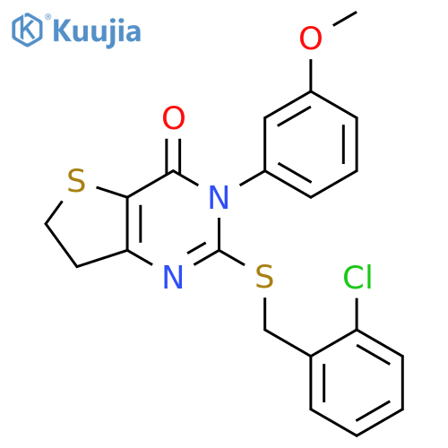 2-{(2-chlorophenyl)methylsulfanyl}-3-(3-methoxyphenyl)-3H,4H,6H,7H-thieno3,2-dpyrimidin-4-one structure