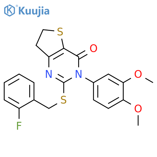 3-(3,4-dimethoxyphenyl)-2-{(2-fluorophenyl)methylsulfanyl}-3H,4H,6H,7H-thieno3,2-dpyrimidin-4-one structure