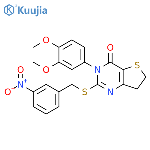 3-(3,4-dimethoxyphenyl)-2-{(3-nitrophenyl)methylsulfanyl}-3H,4H,6H,7H-thieno3,2-dpyrimidin-4-one structure