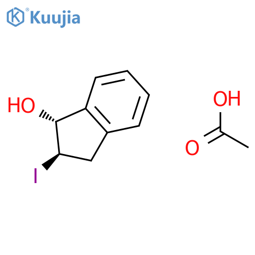 1H-Inden-1-ol, 2,3-dihydro-2-iodo-, acetate, (1R,2R)-rel- structure