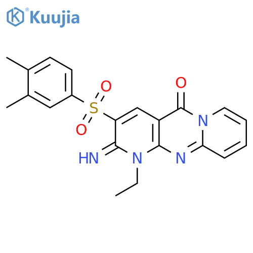 5-(3,4-dimethylbenzenesulfonyl)-7-ethyl-6-imino-1,7,9-triazatricyclo8.4.0.0^{3,8}tetradeca-3(8),4,9,11,13-pentaen-2-one structure