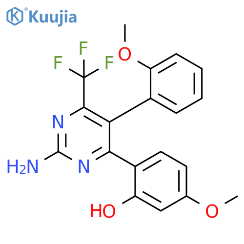 2-2-amino-5-(2-methoxyphenyl)-6-(trifluoromethyl)pyrimidin-4-yl-5-methoxyphenol structure