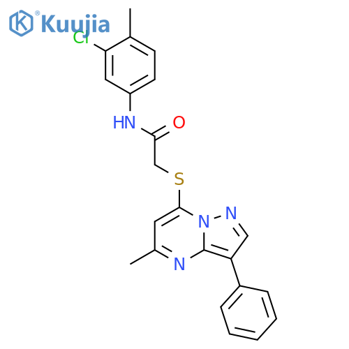 N-(3-chloro-4-methylphenyl)-2-({5-methyl-3-phenylpyrazolo1,5-apyrimidin-7-yl}sulfanyl)acetamide structure