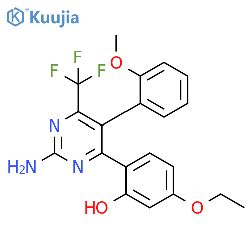 2-2-amino-5-(2-methoxyphenyl)-6-(trifluoromethyl)pyrimidin-4-yl-5-ethoxyphenol structure