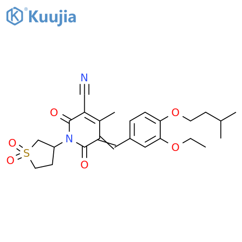 (5Z)-1-(1,1-dioxothiolan-3-yl)-5-[[3-ethoxy-4-(3-methylbutoxy)phenyl]methylidene]-4-methyl-2,6-dioxopyridine-3-carbonitrile structure