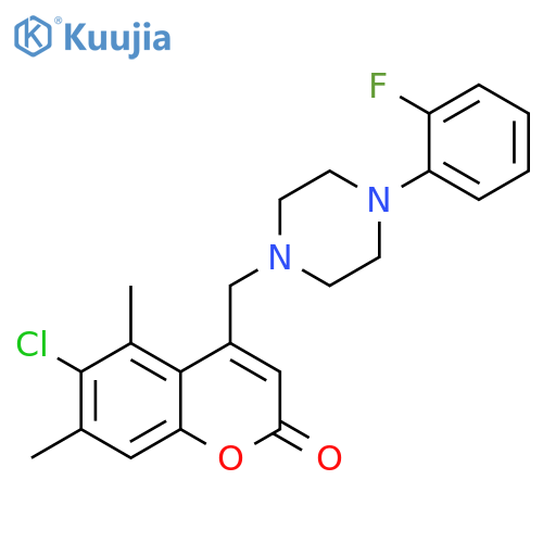 6-chloro-4-{4-(2-fluorophenyl)piperazin-1-ylmethyl}-5,7-dimethyl-2H-chromen-2-one structure
