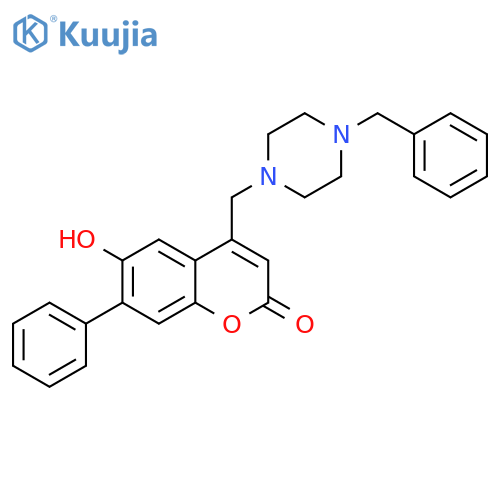 4-(4-benzylpiperazin-1-yl)methyl-6-hydroxy-7-phenyl-2H-chromen-2-one structure