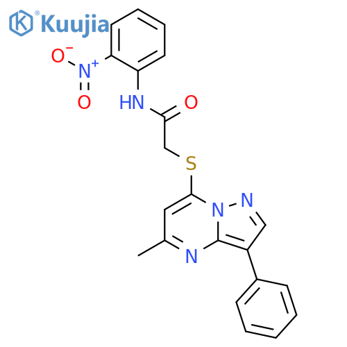 2-({5-methyl-3-phenylpyrazolo1,5-apyrimidin-7-yl}sulfanyl)-N-(2-nitrophenyl)acetamide structure