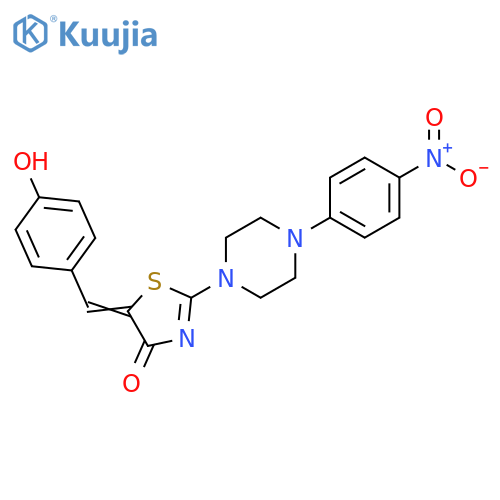(5E)-5-(4-hydroxyphenyl)methylidene-2-4-(4-nitrophenyl)piperazin-1-yl-4,5-dihydro-1,3-thiazol-4-one structure