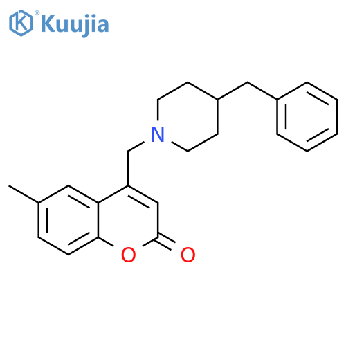 4-(4-benzylpiperidin-1-yl)methyl-6-methyl-2H-chromen-2-one structure