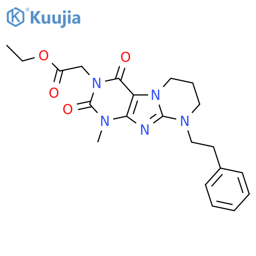 ethyl 2-1-methyl-2,4-dioxo-9-(2-phenylethyl)-1H,2H,3H,4H,6H,7H,8H,9H-pyrimido1,2-gpurin-3-ylacetate structure