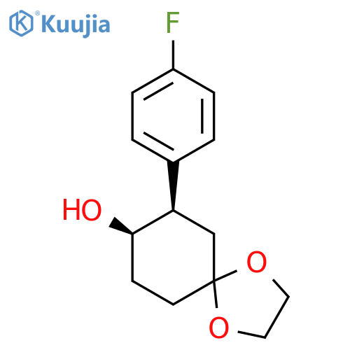 1,4-Dioxaspiro[4.5]decan-8-ol, 7-(4-fluorophenyl)-, (7R,8R)-rel- structure