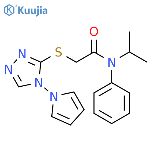 N-phenyl-N-propan-2-yl-2-[(4-pyrrol-1-yl-1,2,4-triazol-3-yl)sulfanyl]acetamide structure