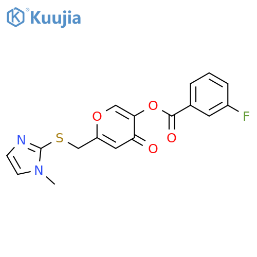 6-{(1-methyl-1H-imidazol-2-yl)sulfanylmethyl}-4-oxo-4H-pyran-3-yl 3-fluorobenzoate structure