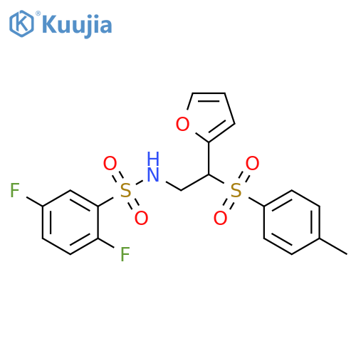 2,5-difluoro-N-2-(furan-2-yl)-2-(4-methylbenzenesulfonyl)ethylbenzene-1-sulfonamide structure