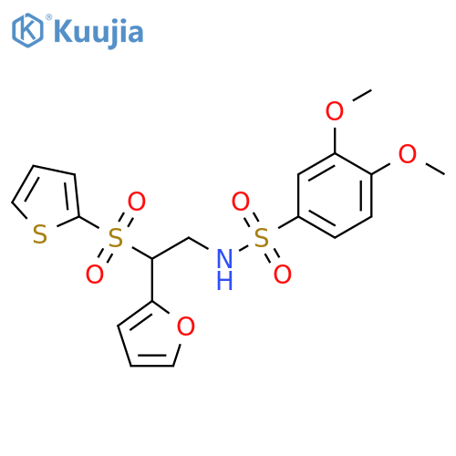 N-2-(furan-2-yl)-2-(thiophene-2-sulfonyl)ethyl-3,4-dimethoxybenzene-1-sulfonamide structure