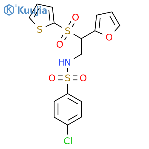 4-chloro-N-2-(furan-2-yl)-2-(thiophene-2-sulfonyl)ethylbenzene-1-sulfonamide structure