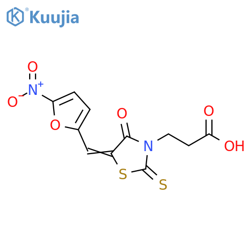 3-(5Z)-5-(5-nitrofuran-2-yl)methylidene-4-oxo-2-sulfanylidene-1,3-thiazolidin-3-ylpropanoic acid structure