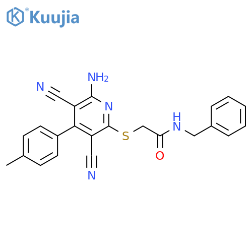 2-{6-amino-3,5-dicyano-4-(4-methylphenyl)pyridin-2-ylsulfanyl}-N-benzylacetamide structure