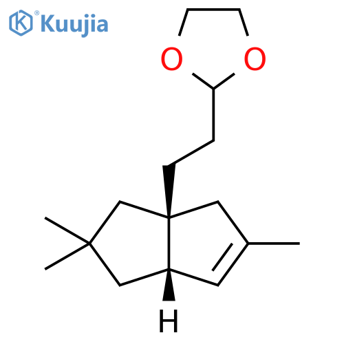 1,3-Dioxolane, 2-[2-[(3aR,6aS)-2,3,4,6a-tetrahydro-2,2,5-trimethyl-3a(1H)-pentalenyl]ethyl]-, rel- structure
