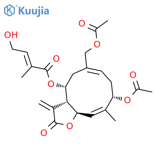 2-Butenoic acid, 4-hydroxy-2-methyl-, (3aR,4R,6Z,9S,10E,11aR)-9-(acetyloxy)-6-[(acetyloxy)methyl]-2,3,3a,4,5,8,9,11a-octahydro-10-methyl-3-methylene-2-oxocyclodeca[b]furan-4-yl ester, (2E)- (9CI, ACI) structure
