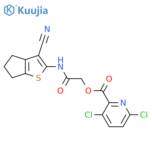 ({3-cyano-4H,5H,6H-cyclopenta[b]thiophen-2-yl}carbamoyl)methyl 3,6-dichloropyridine-2-carboxylate structure