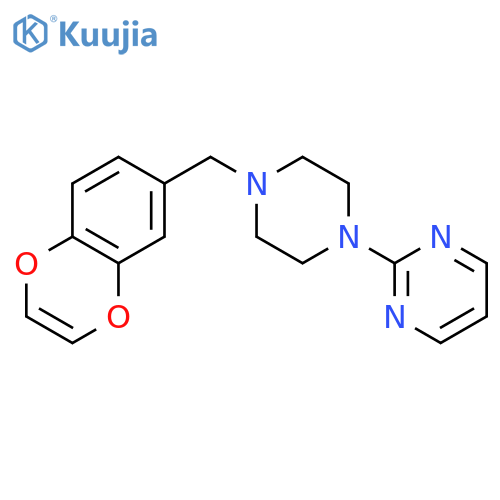 PYRIMIDINE, 2-[4-(1,4-BENZODIOXIN-6-YLMETHYL)-1-PIPERAZINYL]- structure