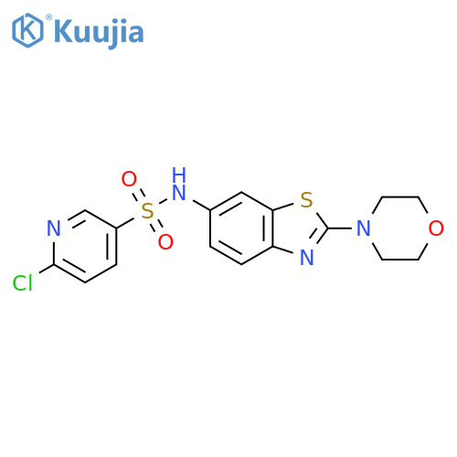 6-chloro-N-[2-(morpholin-4-yl)-1,3-benzothiazol-6-yl]pyridine-3-sulfonamide structure