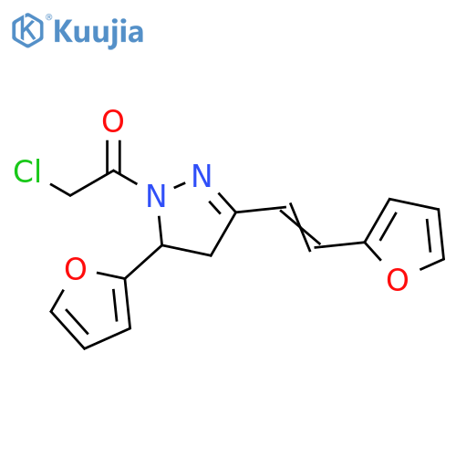 2-chloro-1-5-(furan-2-yl)-3-2-(furan-2-yl)ethenyl-4,5-dihydro-1H-pyrazol-1-ylethan-1-one structure