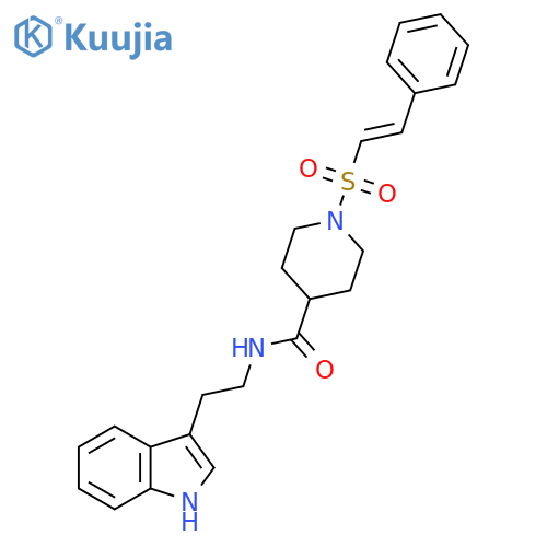 N-[2-(1H-indol-3-yl)ethyl]-1-(2-phenylethenesulfonyl)piperidine-4-carboxamide structure
